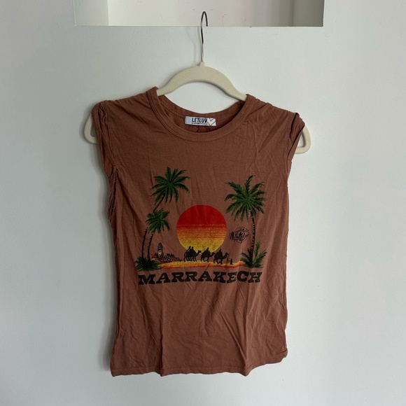 Anthropologie Marrakech Graphic Tee in Tan - Picture 1 of 9